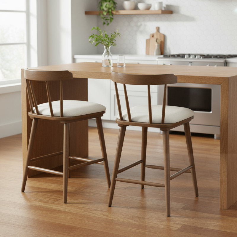 Tabouret de comptoir en bois, Noyer