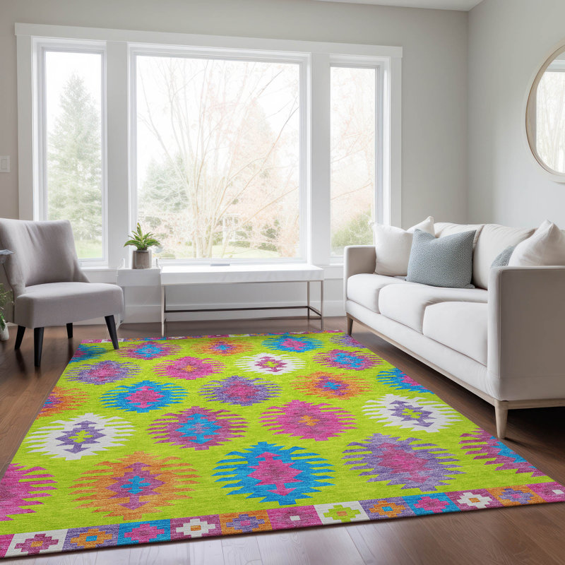 Tapis intérieur / extérieur en polyester tissé à la machine Chayden, Rectangle 2 pi 6 po x 3 pi 10 po