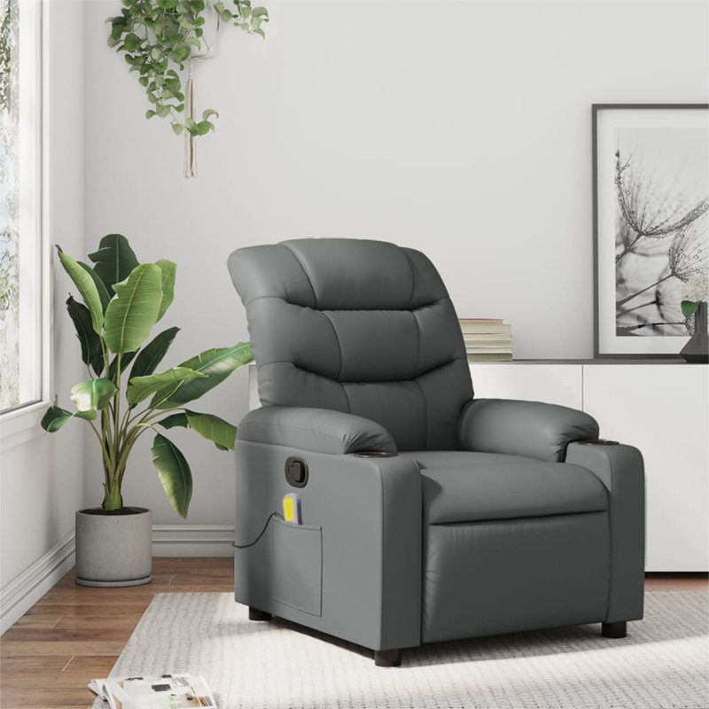 Fauteuil de massage en faux cuir, Similicuir gris, Manual