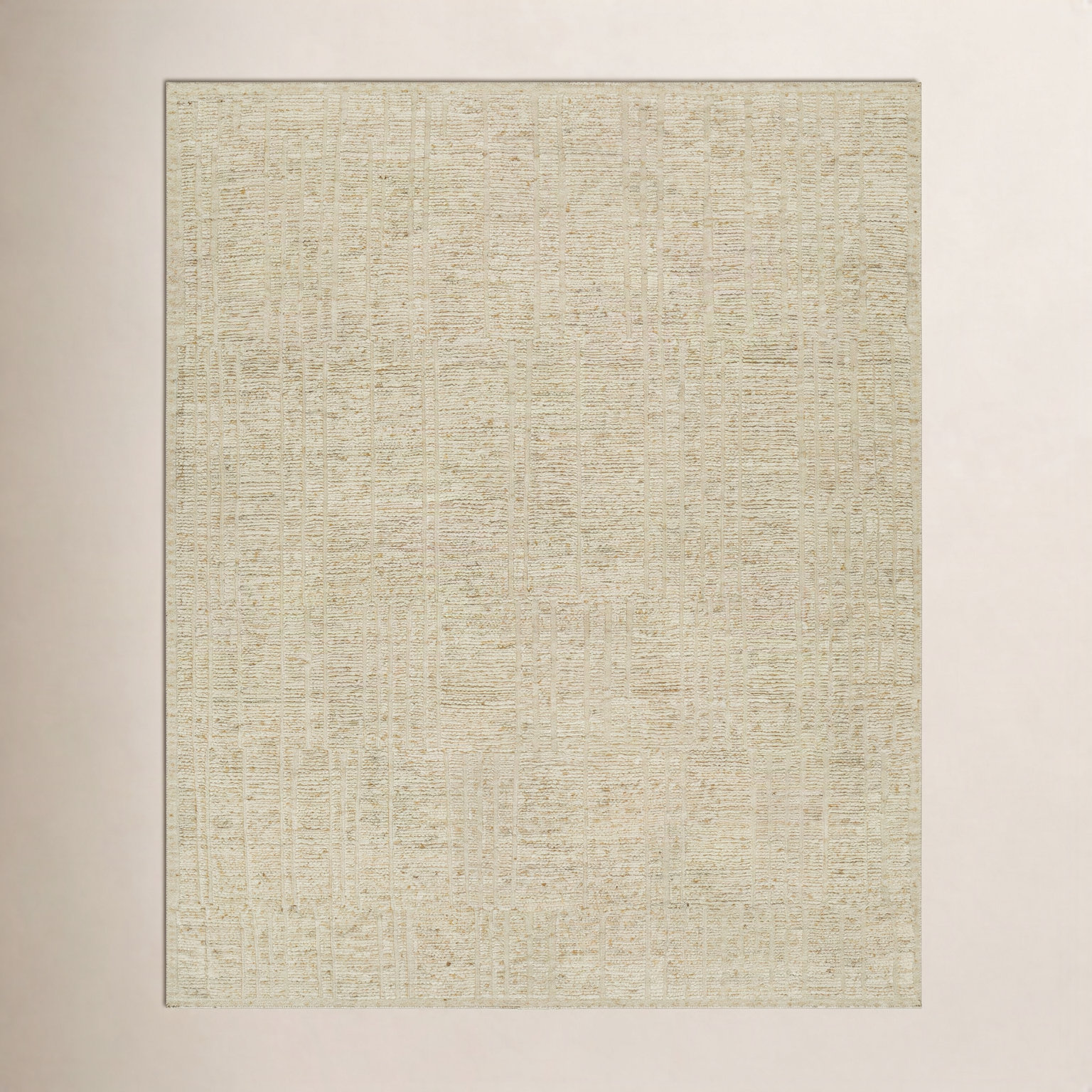 Gitte Hand-Knotted Beige Wool Rug, Rectangle 10' x 14'