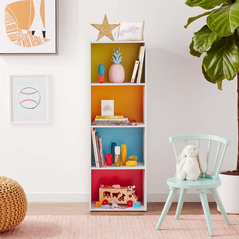Bessan Bookcase, Multicolor, (3 Shelves) 36" H x 16" W x 12" D