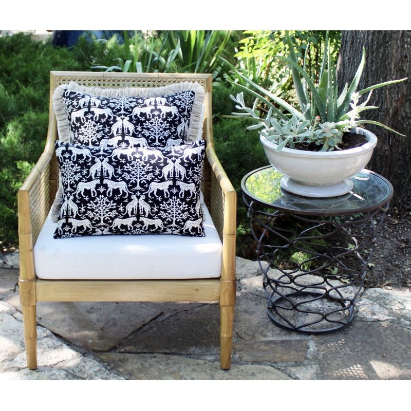 Indoor/Outdoor Pillow Cover & Insert, 20" H x 20" W, Black/White, Square