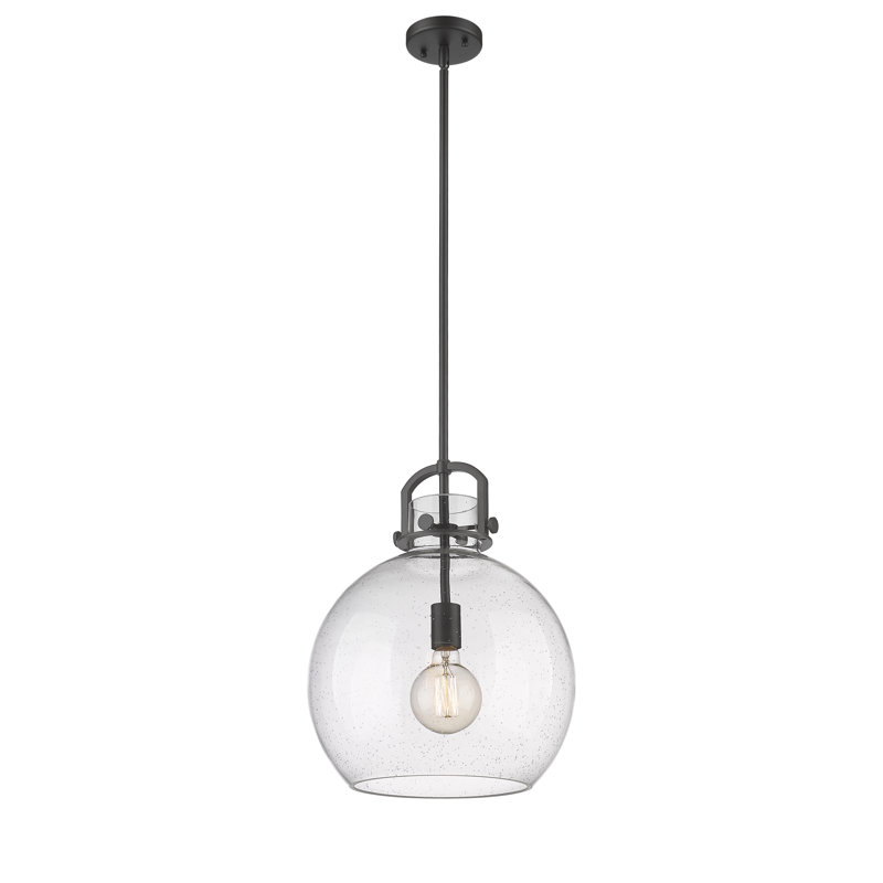 Luminaire suspendu à 1 tige Sligo, H 17,63 po x l 14 po x P 14 po, Grainé, Noir mat