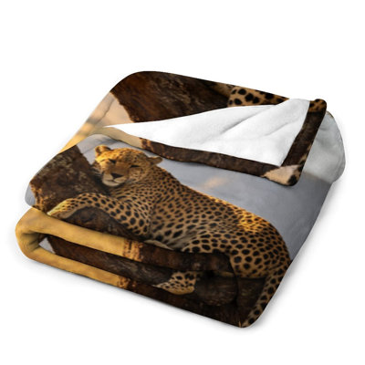 Jeté en flanelle Leopard Tree Savanna