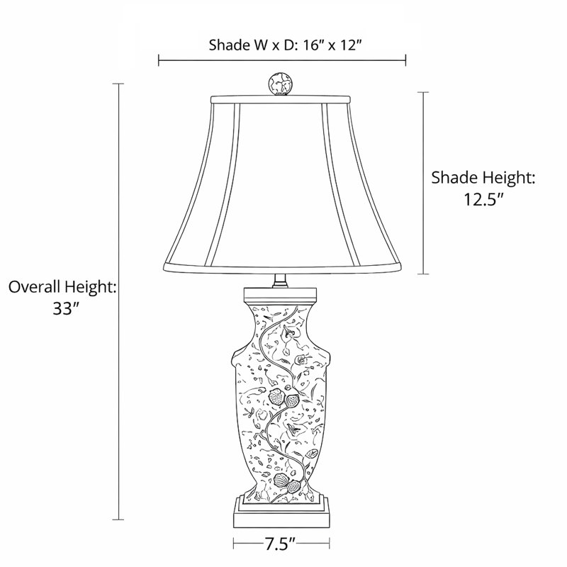 Twine Garden Hand Painted Porcelain Table Lamp with Gold Wood Base