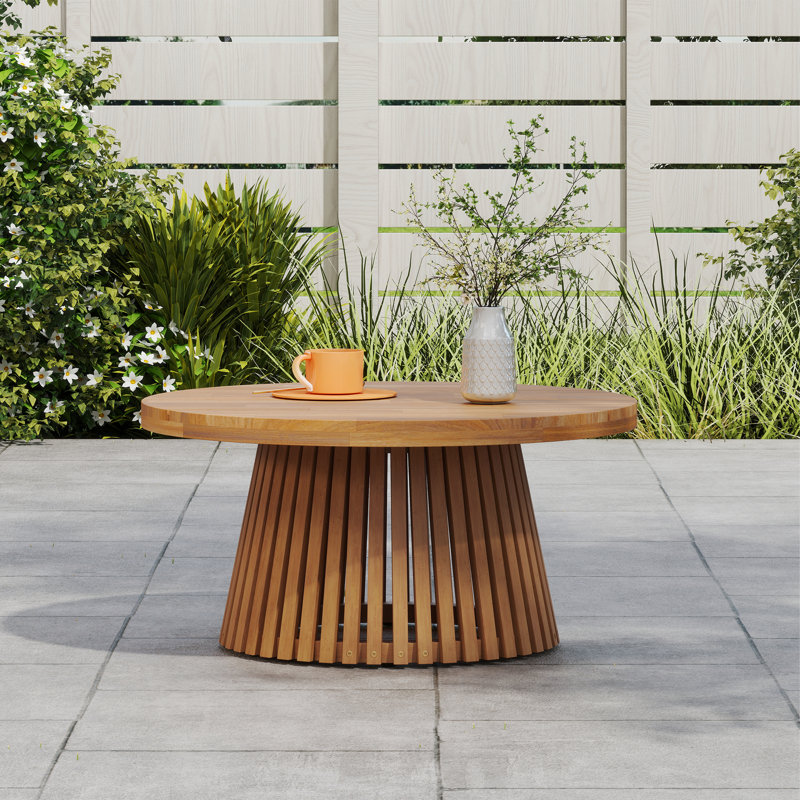 Outdoor Solid Wood Side Table, 13.3" H x 27.5" W x 27.5" D