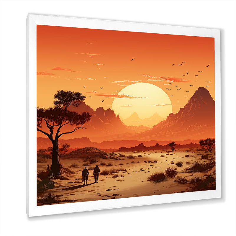 «Desert mexicain Serenity 1 - Art mural mexicain», Cadre simple blanc, H 36 po x l 36 po x P 1,5 po
