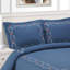 Ensemble de housse de couette en coton 3 pièces Blue Helena - brodé floral, doux et respirant-169096046