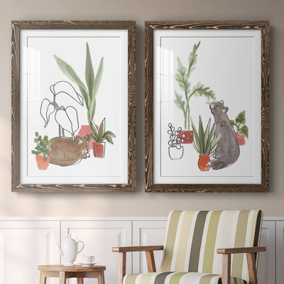 " Purrfect Plants III " 2 - Pieces Painting Print