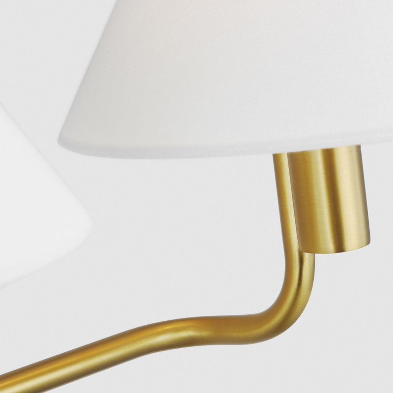 Sean Lavin Colfax Bathroom Bedroom Wall Fixture With White Linen Shade, Burnished Brass, 3 Lights, 10.25" H x 29" W x 8.5" D