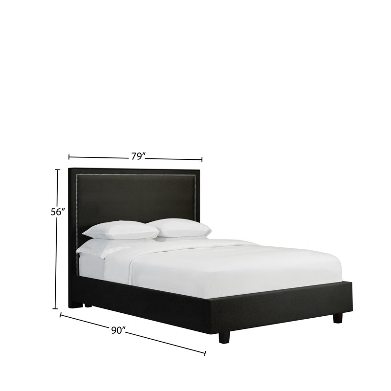 Lit plateforme tapissier avec rangement Strader, Cuir - Noir, Très grand
