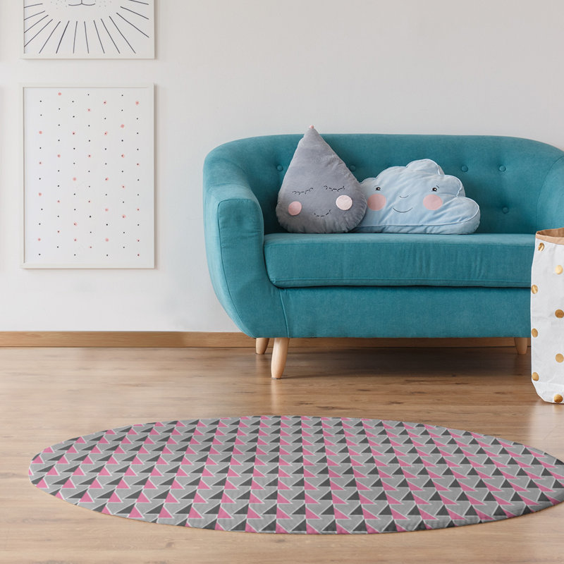 Chenille Geometric Indoor Rug, Round 5'
