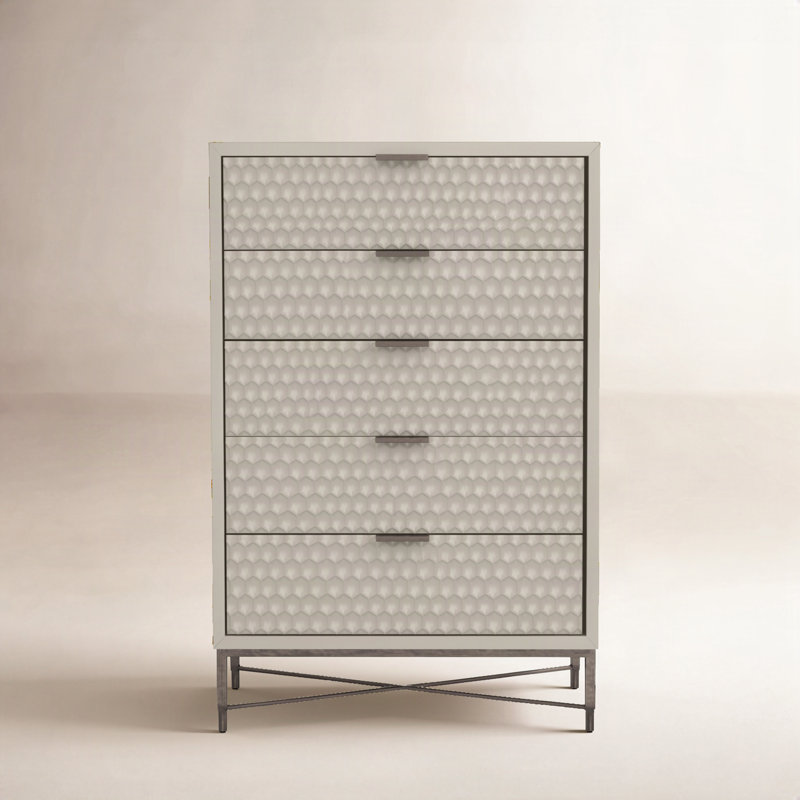 Capra 30" W 5-Drawer Wood Standard Dresser, Cement Gray
