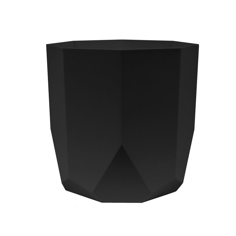 Tuxton Geometric Plastic Indoor/Outdoor Planter, Black, 9.75" x 10.13" x 10.13"