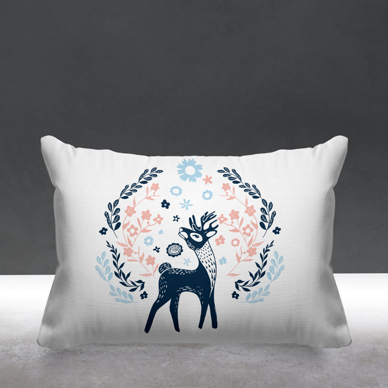 Coussin décoratif Bucky Rustic Woodland Deer, Rose / bleu marine