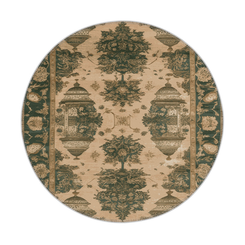 Tapis d'intérieur et d'extérieur brun Persian, Rond 5 pi