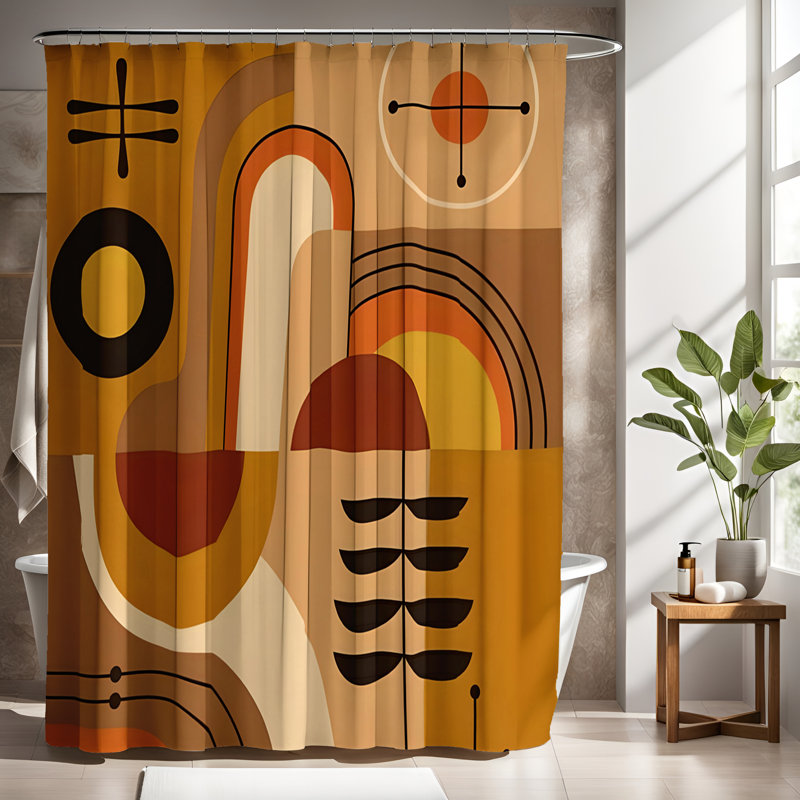Abstract Shower Curtain, 93"H x 70"W