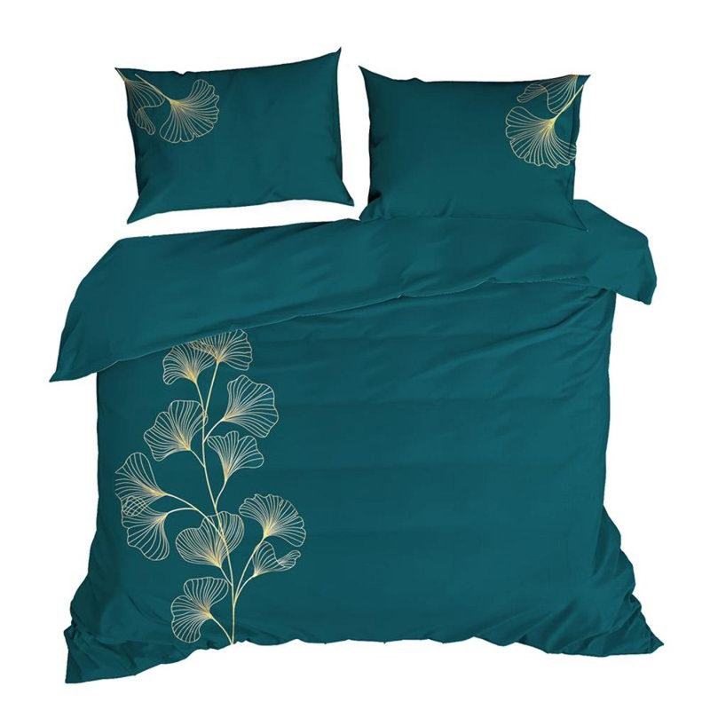 Gaile Cotton Floral Duvet Cover Set with Pillowcases, 160 x 200 -2  Pillowcases (70 x 80cm), Turquoise