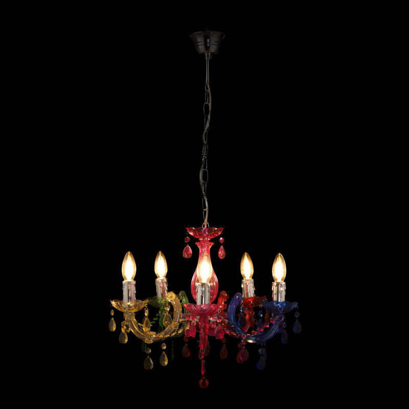 5 - Light Candle Style Chandelier, Multicolour