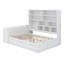 Lit de jour en bois avec trois tiroirs, bureau, tablettes et lumières-889130397