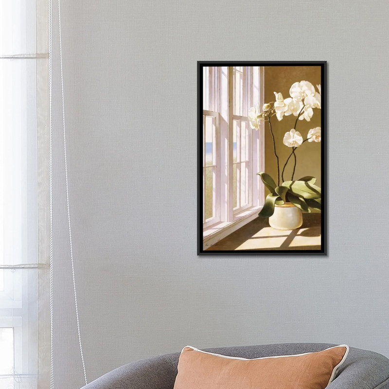« pot of orchidées », reproduction de photo sur toile tendue, H 26 po x l 18 po x P 1,5 po, Toile avec cadre noir