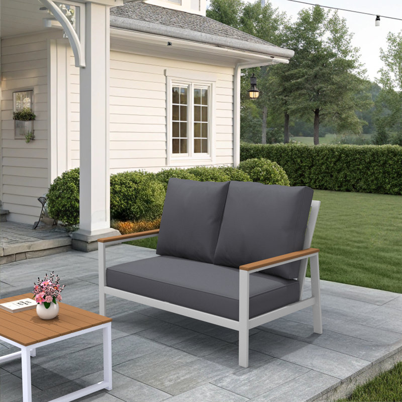 Outdoor Loveseat Cushion, Deep Seat/Back Replacement Cushion 5 Inch, Grey