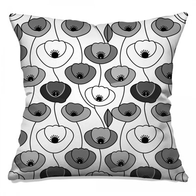Coussins décoratifs noirs et blancs à motif floral