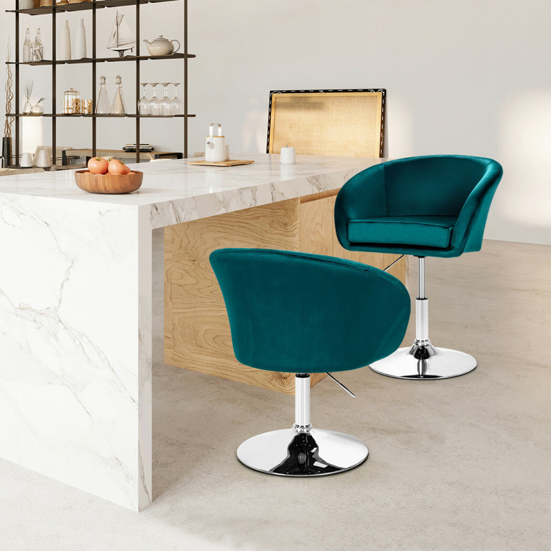Tabouret de bar pivotant rembourré, Vert