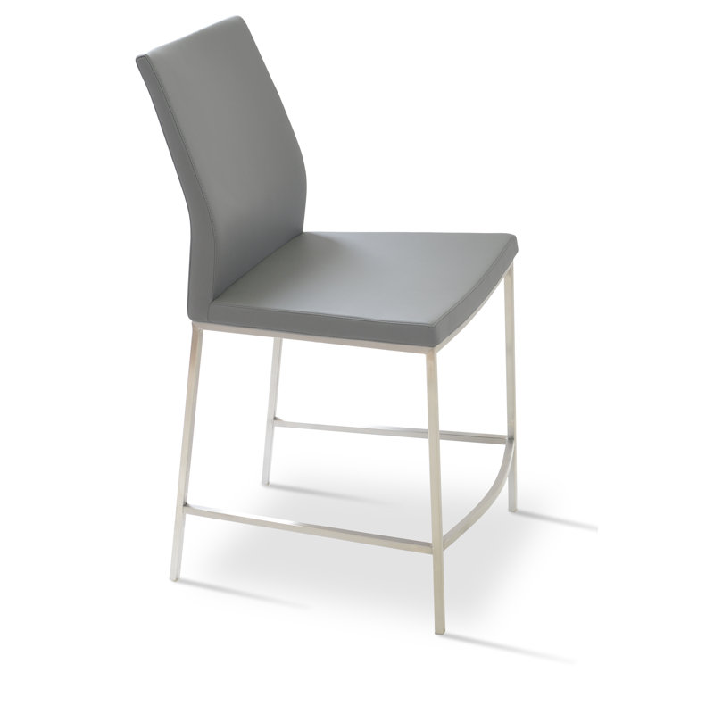 Pasha 29'' Bar Stool, Grey Faux Leather