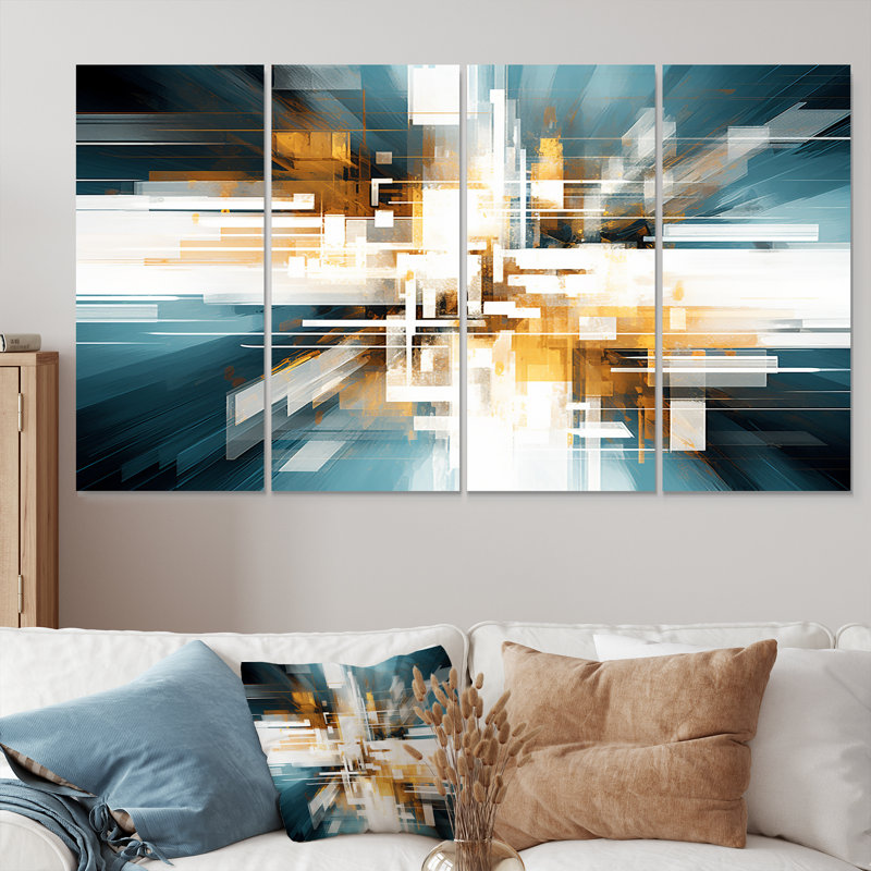 Ensemble de 4 impressions sur portail portail futur - Collages abstraits, H 32 po x l 64 po