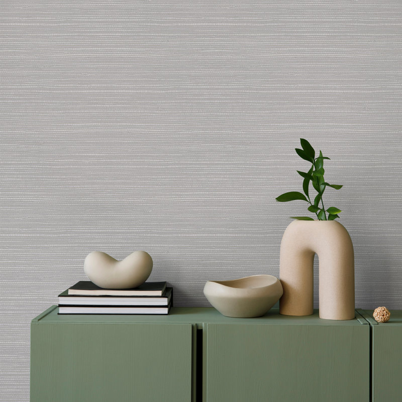 Emperor Grasscloth Emerald Wallpaper, Pearl