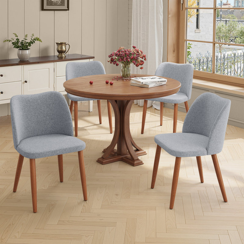 Chaises de salle à manger rembourrées avec cadre en bois, Gris