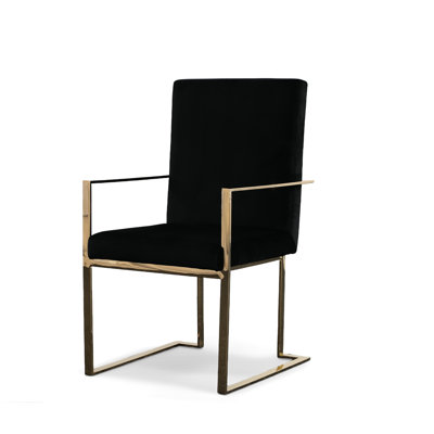 Dilbeck Velvet Upholstered Arm Chair in Black -  Everly Quinn, 450A0D59F92141E185DB98C97948EF71