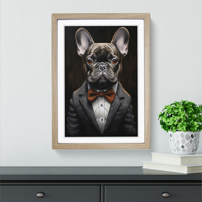 French Bulldog in a Suit Painting No.4 - Framed Print