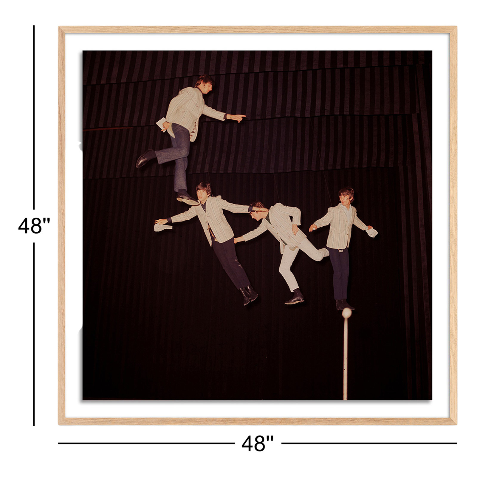 The Beatles Rehearse by Getty Images, Rustic Walnut Framed, 48" H x 48" W