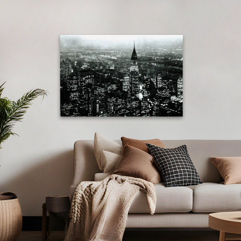 Manhattan rétro et rétro dans la nuit, H 48 po x l 32 po