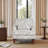 Upholstered Rococo Light Gray Nailhead Trim Accent Chair with Throw Pillow and Solid Wood Legs-119346041