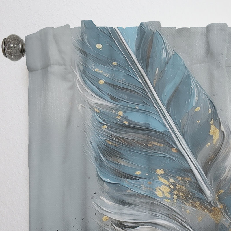 Plume dorée Wanderlust I - rideau en plumes glamour - obscurcissant velours - 1 panneau, L 52 po x L 95 po