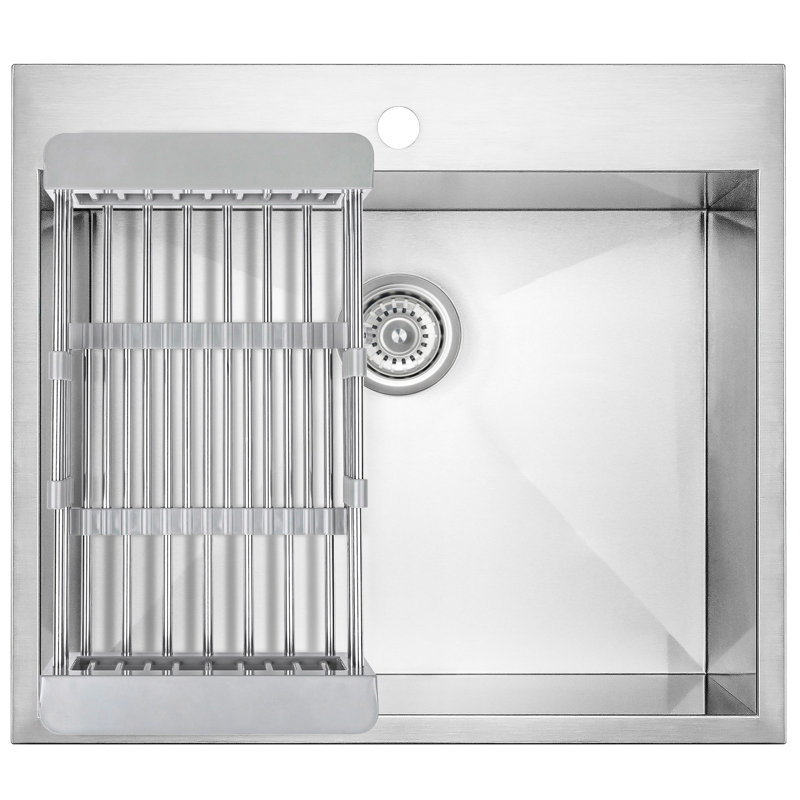 Brushed Stainless Steel Single Bowl Kitchen Sink with Tray