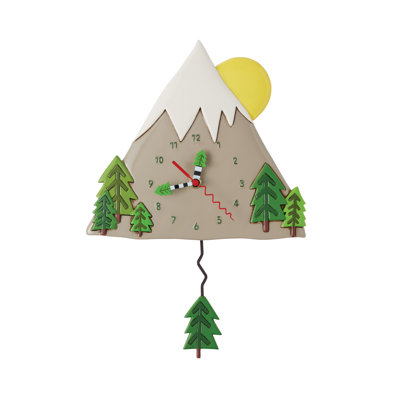 Allen Designs Peak Time Mountain with Trees Battery Operated Sculpted Pendulum Wall Clock 9.06 Inch