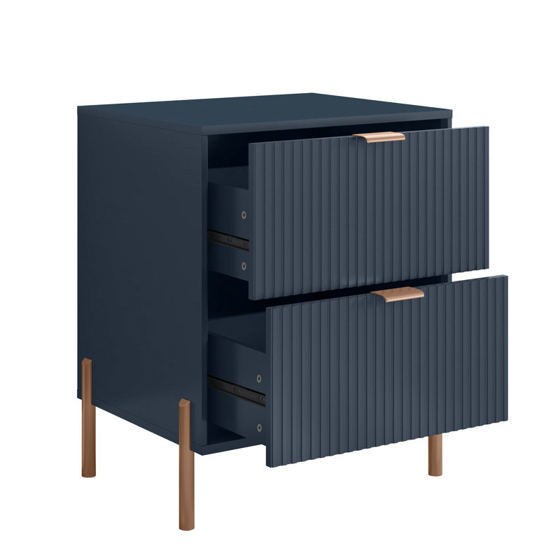 Cainsville 21.5'' W Nightstand, Rose Gold/Navy