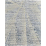 Brighton Hand Knotted Abstract Area Rug in Blue/Ivory