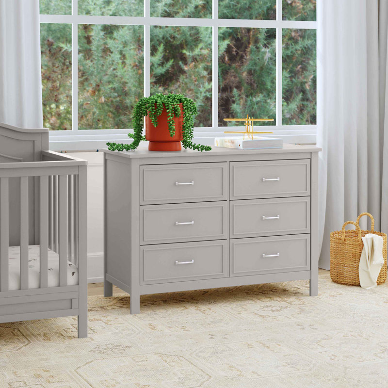 Charlie 6-Drawer Double Dresser, Gray