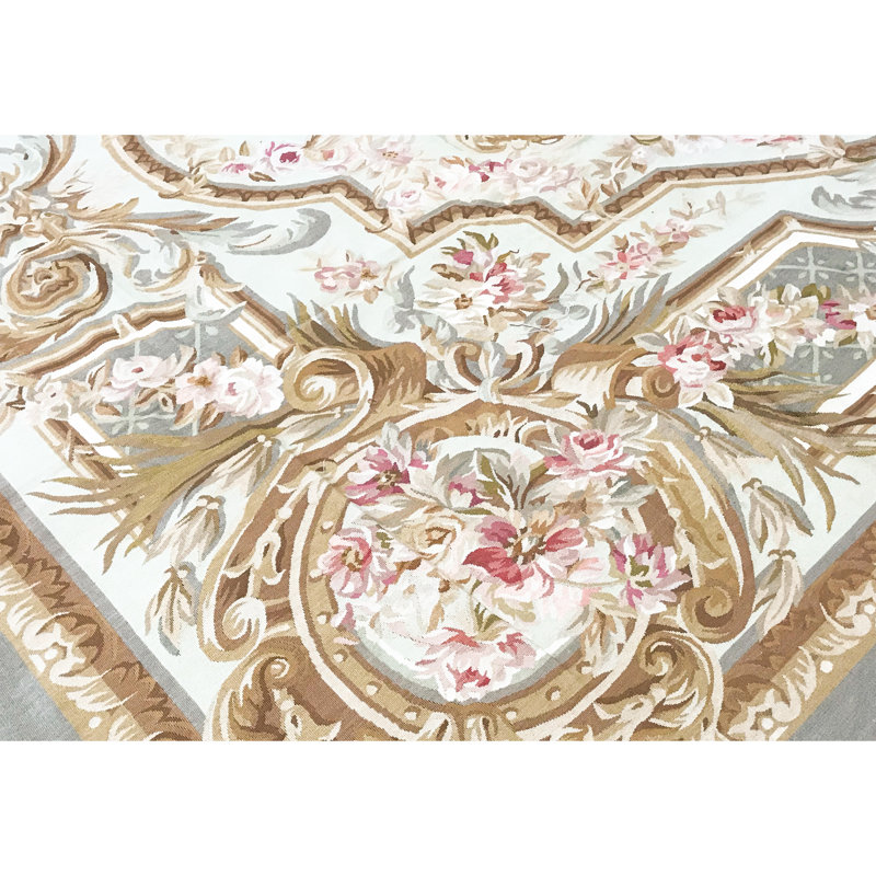 Hand-Knotted High-Quality Green and Beige Area Rug