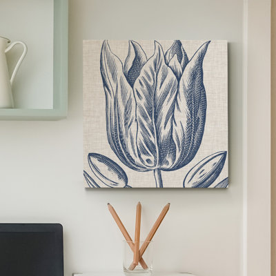 « indigo floral on lin vi », reproduction de peinture sur toile tendue