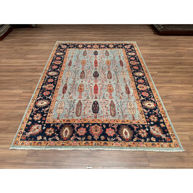 Tapis en laine et coton gris noué à la main Original Original