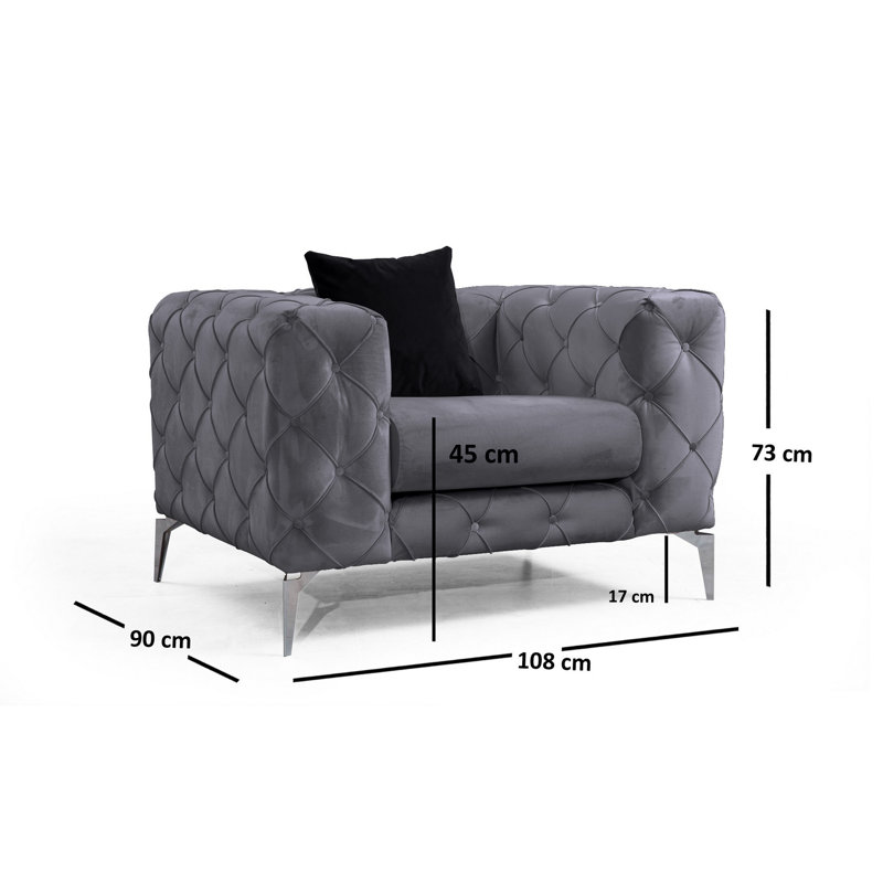 Crean Upholstered Armchair, Anthracite, Silver