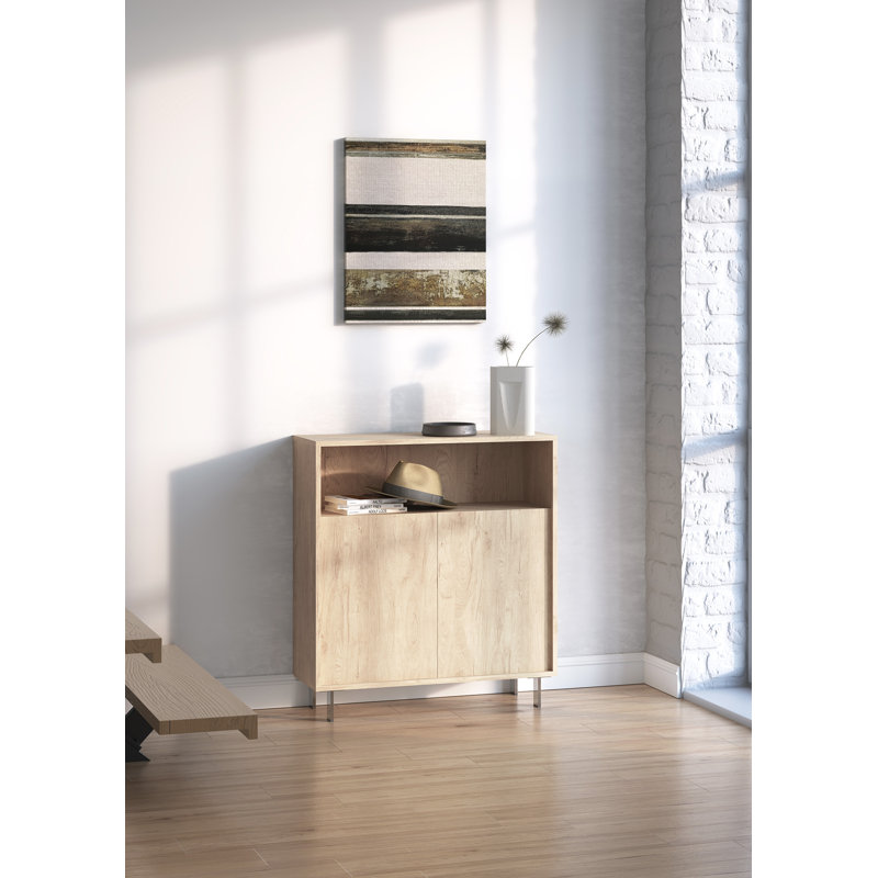 10 Pair Shoe Storage Cabinet, Light Oak