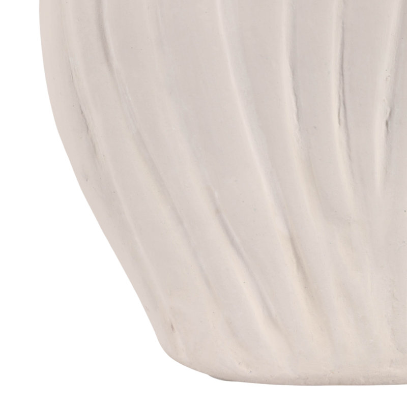 Pichet décoratif en papier mâché avec anse, vase de table sculptural pour salon - ivoire et blanc