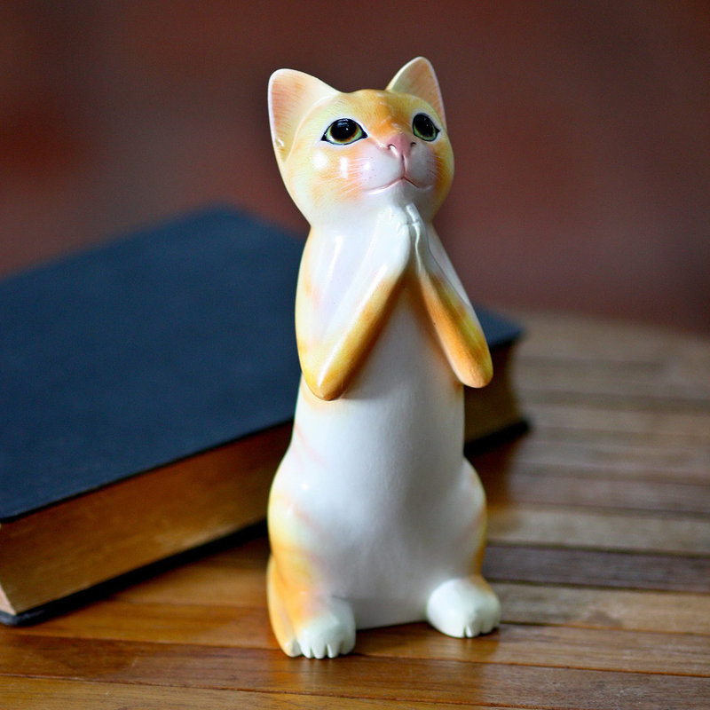 Figurine de voeu tabby allongé gingembre Deakins